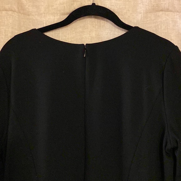 Black Talbot’s ponte knit dress with lace sleeves, size 10. - Picture 7 of 8